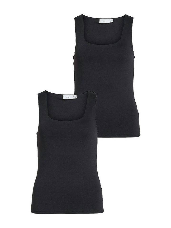 Vila Shirttop 2er-SET Tank Figurbetont (2-tlg) VIKENZA U-NECK S/L TANK TOP - NOOS von Vila