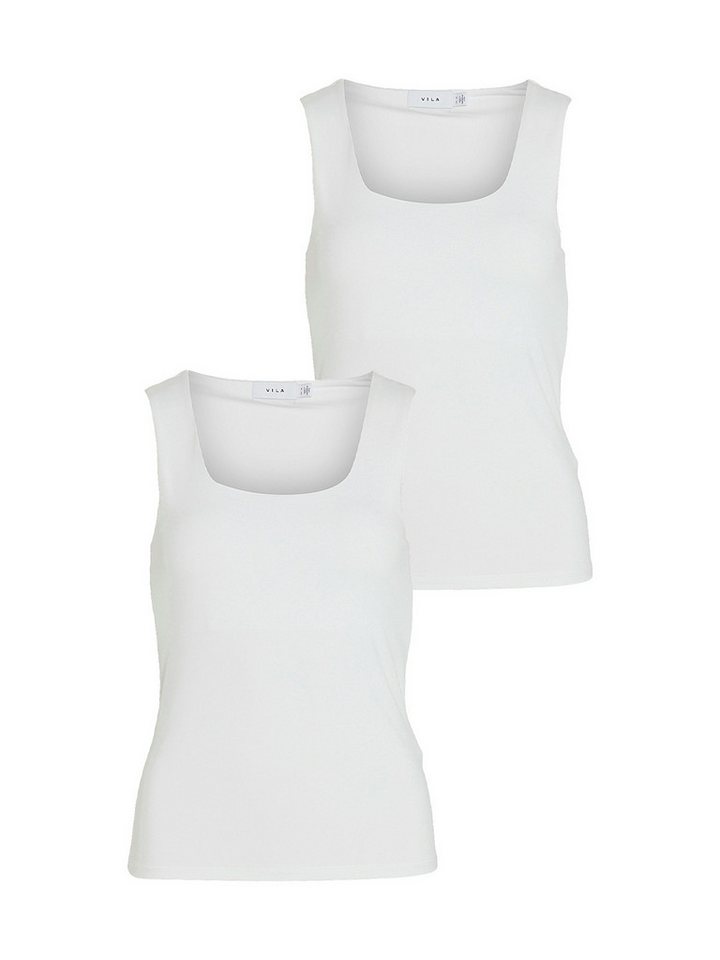 Vila Shirttop 2er-SET Tank Figurbetont (2-tlg) VIKENZA U-NECK S/L TANK TOP - NOOS von Vila