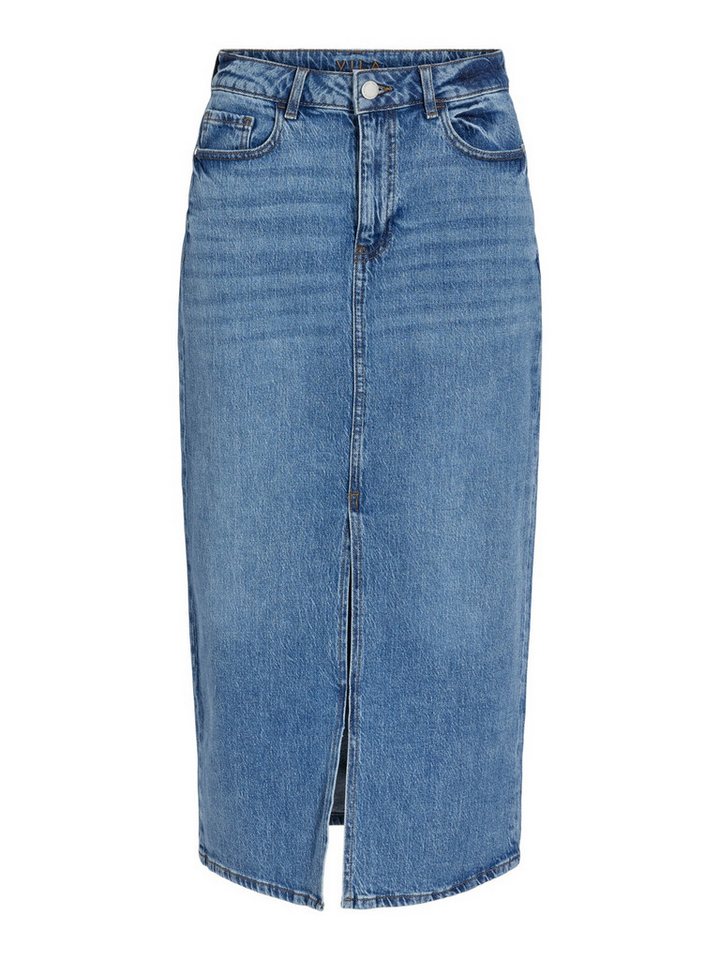 Vila Sommerrock Midi hohe Taille Frontschlitz Regular Fit VIJAF HW MIDI DENIM SKIRT-NOOS von Vila