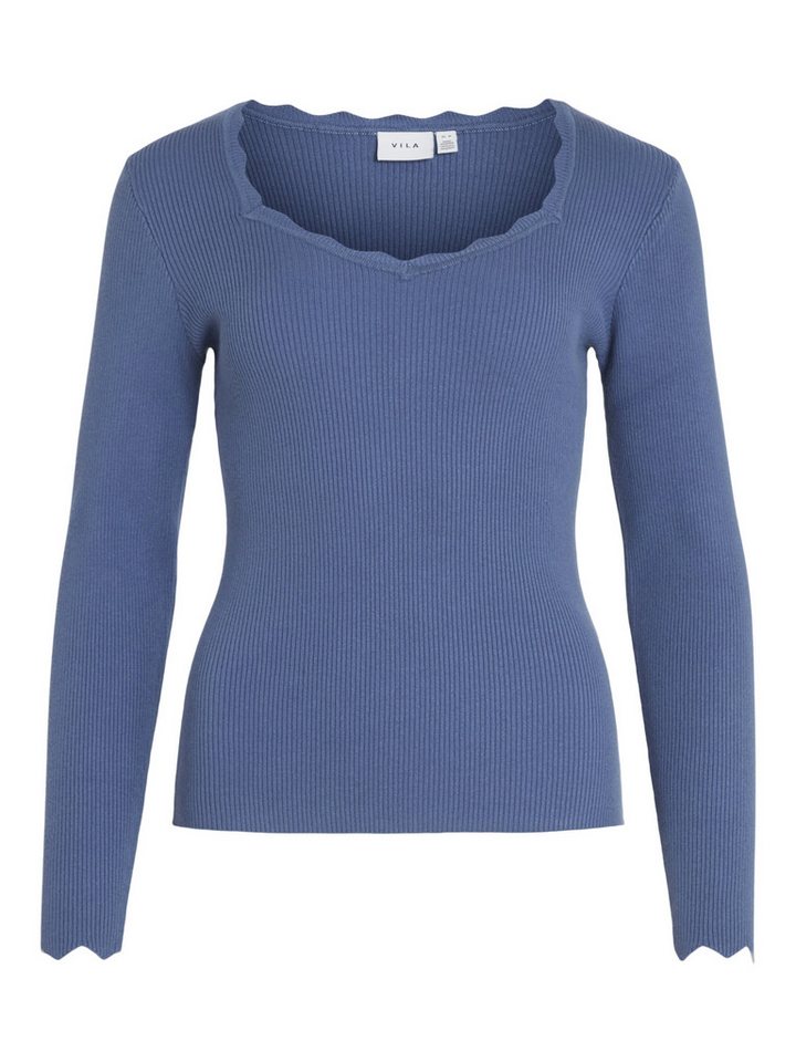 Vila Strandpullover VINELLY L/S SQUARE NECK KNIT TOP/TB Bijou Blue von Vila