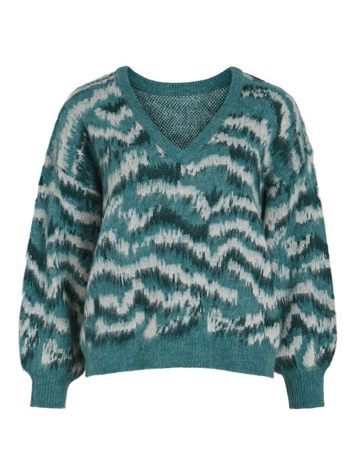 Vila Strandpullover VIPICO REV V-NECK L/S JACQUARD KNIT Arctic/PONDEROSA PINE/WHITE SAND von Vila
