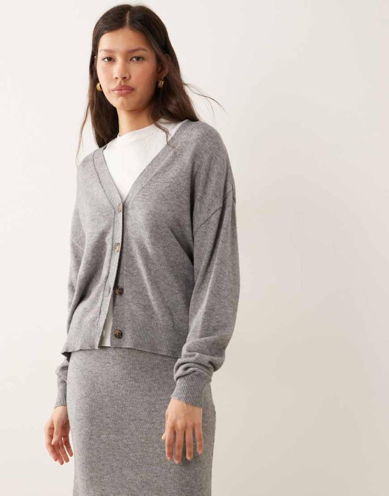 Vila - Strickjacke in Mittelgrau meliert, Kombiteil von Vila