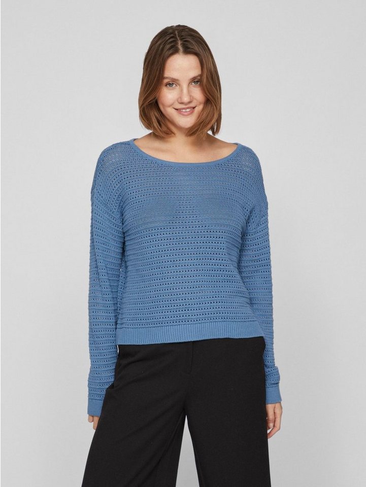 Vila Strickpullover Legerer Strickpullover Transparent Feinstrick VIBELLISINA BOATNECK L/S KNIT TOP - NOOS von Vila