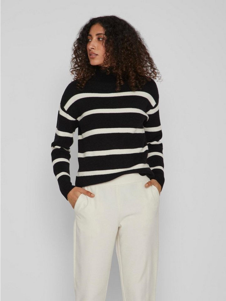 Vila Strickpullover Streifen Strickpullover Stehkragen VIRIL VIRIL MOCKNECK L/S KNIT RIB TOP 2- NOOS von Vila