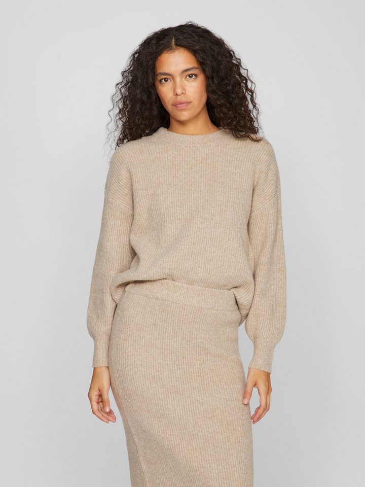 Vila Strickpullover Strickpullover Regular Fit Rundhals weich VIKACHEL O-NECK L/S KNIT TOP/R von Vila