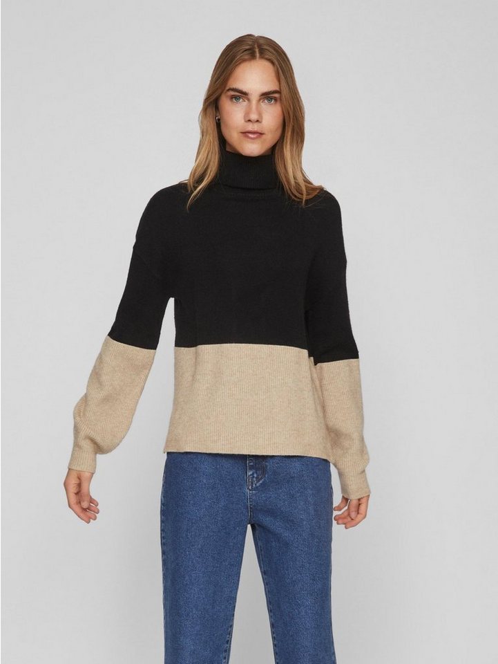 Vila Strickpullover Strickpullover mit Rollkragen Zweifarbig VIRIL VIRIL BLOCKING ROLL-NK L/S KNIT TOP-NOOS von Vila
