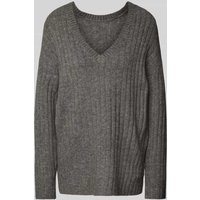 Vila Strickpullover mit V-Ausschnitt Modell 'MIRAZ' in Mittelgrau, Größe S von Vila