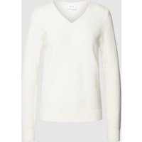 Vila Strickpullover mit V-Ausschnitt Modell 'Viril' in Offwhite, Größe XXL von Vila