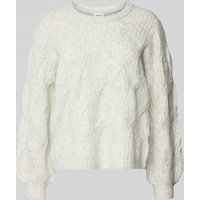 Vila Strickpullover mit Zopfmuster Modell 'ELLA' in Hellgrau Melange, Größe M von Vila
