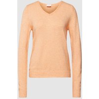 Vila Strickpullover mit gerippten Abschlüssen Modell 'VIRIL' in Orange, Größe L von Vila