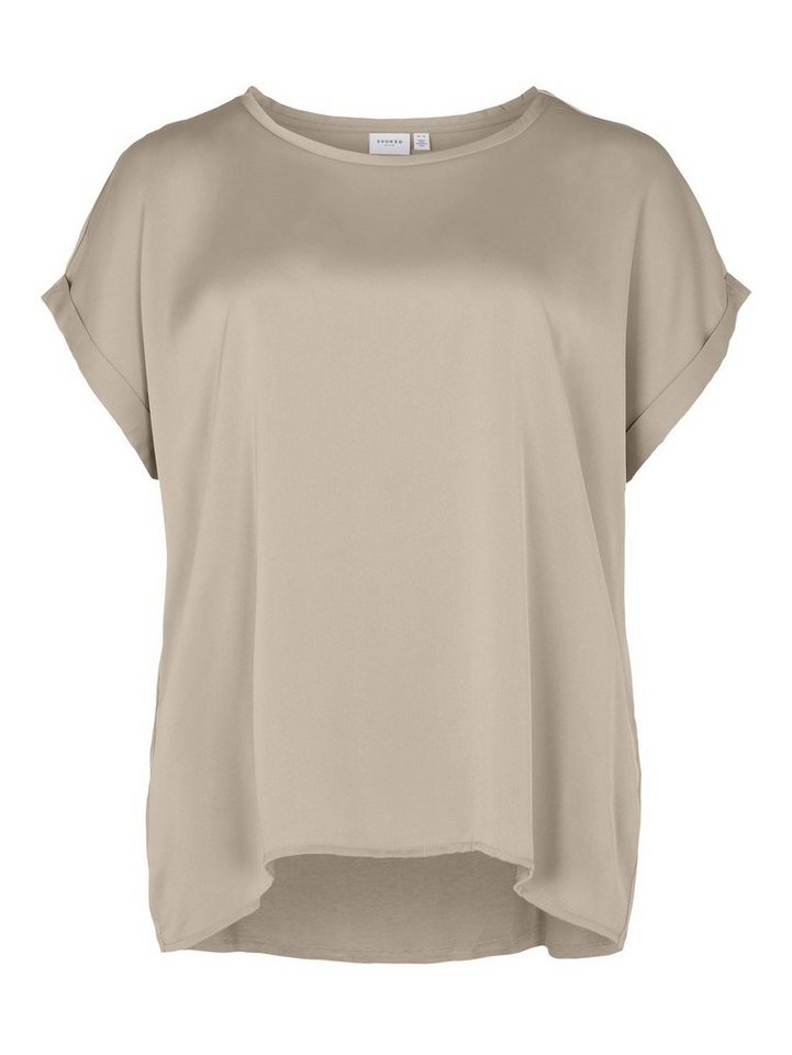 Vila T-Shirt Satin Blusen T-Shirt Plus Size Übergrößen Basic Top VIELLETTE 4615 in Beige von Vila