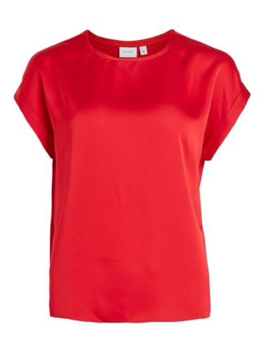 Vila VIELLETTE S/S Satin TOP/SU - NOOS (DE/NL/SE/PL, Numerisch, 36, Regular, Regular, Barbados Cherry) von Vila