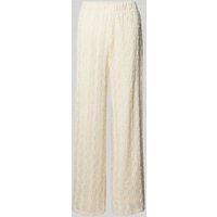 Vila Wide Leg Stoffhose mit Strukturmuster Modell 'LUMENA' in Offwhite, Größe L von Vila