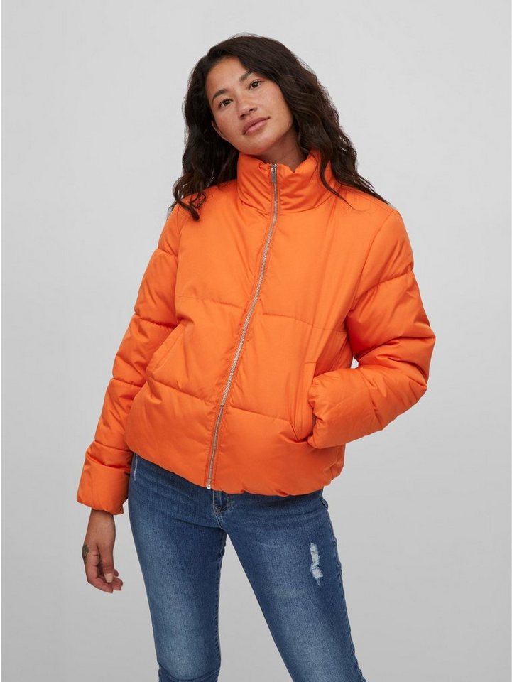 Vila Winterjacke Kurze Puffer Stepp Jacke mit Stehkragen VITATE 6129 in Orange von Vila