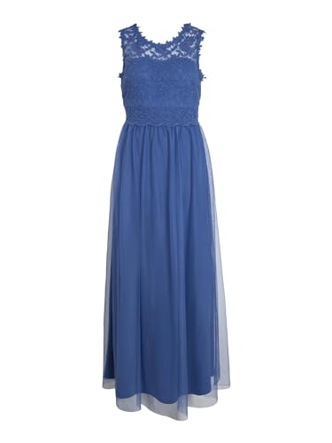 VILA Women's VILYNNEA Maxi Dress-NOOS Kleid, Federal Blue/Detail:Elastic, 44 von Vila