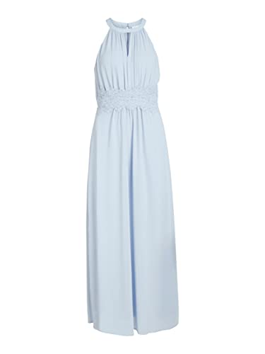 Vila Damen Vimilina Halterneck Maxi Dress/Su - Noos Kleid, Kentucky Blue/Detail:Elastic, 38 EU von Vila