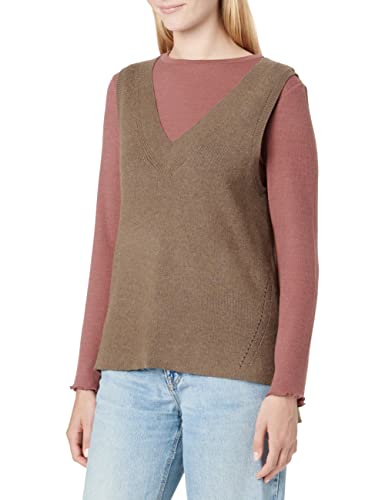 Vila Damen Viril Knit Rib V-neck S/L Vest - Noos Pullunder, Crocodile, XS EU von Vila