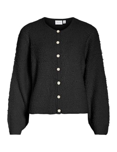Vila Damen Vipaza O-Neck L/S Knit Jacket, Black Beauty,M von Vila