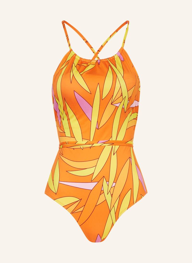 Vilebrequin High-Neck-Badeanzug Madrague Hydra orange von Vilebrequin
