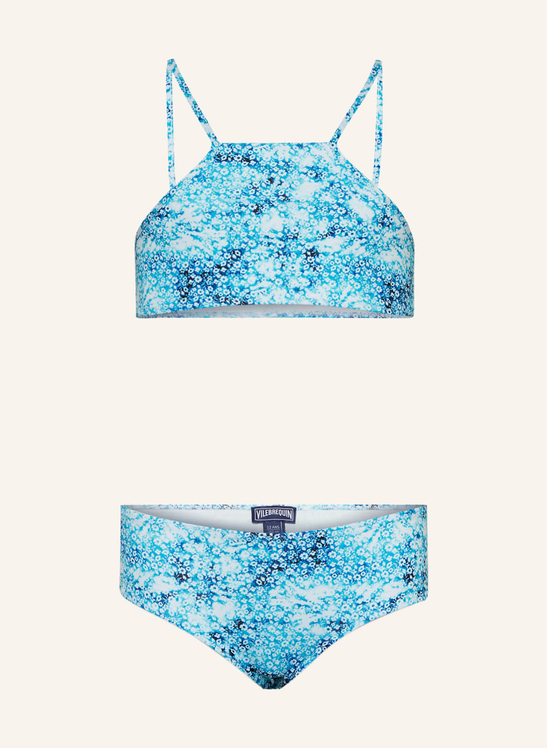 Vilebrequin High-Neck-Bikini Flowers Tie & Dye blau von Vilebrequin