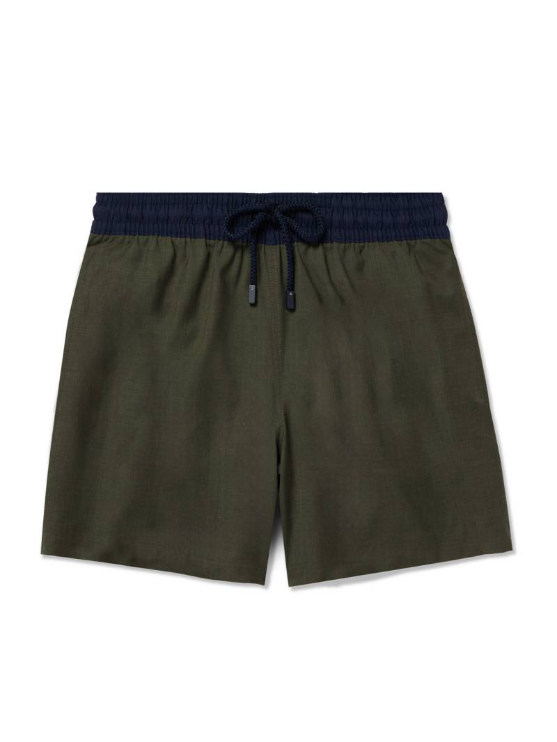 Vilebrequin - Magnus Wide-Leg Mid-Length Wool Swim Shorts - Men - Green - XL von Vilebrequin