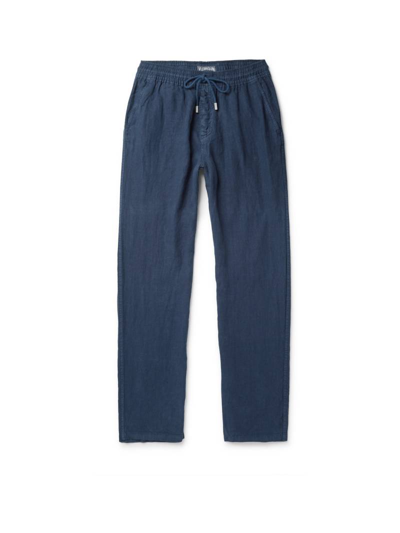 Vilebrequin - Pacha Wide-Leg Linen Drawstring Trousers - Men - Blue - M von Vilebrequin
