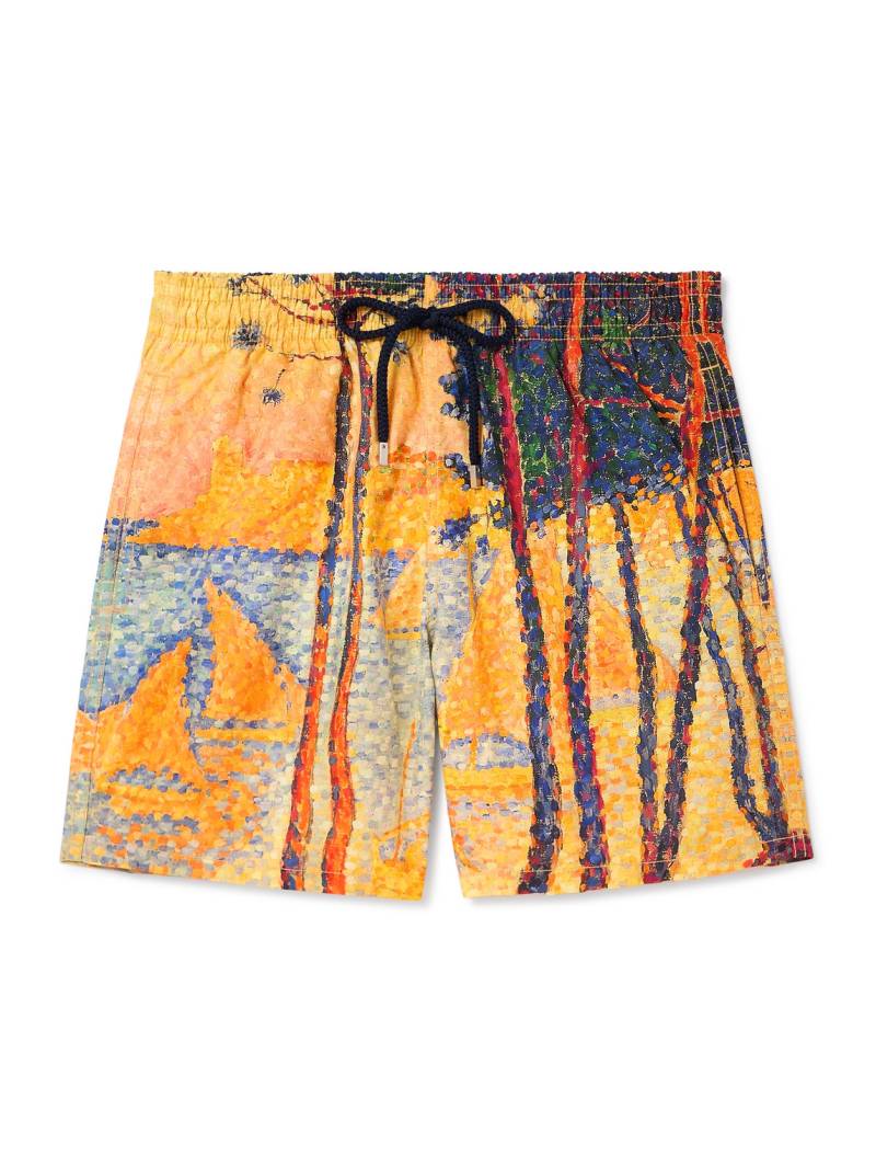 Vilebrequin - Paul Signac Moopea Straight-Leg Short-Length Printed Recycled Swim Shorts - Men - Yellow - S von Vilebrequin