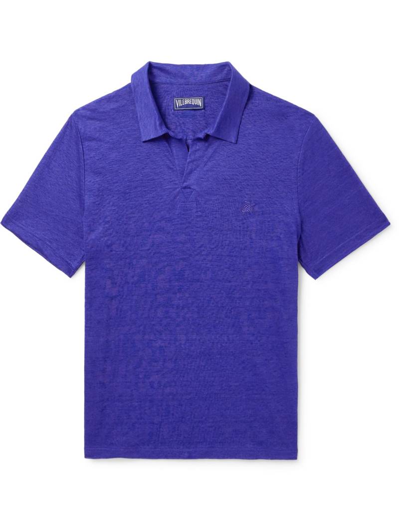 Vilebrequin - Pyramid Linen-Jersey Polo Shirt - Men - Blue - L von Vilebrequin