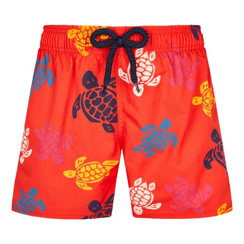 Vilebrequin Ronde des Tortues Multicolores Stretch-Badeshorts Für Jungen Mohnrot, Coquelicot, 6ANS von Vilebrequin