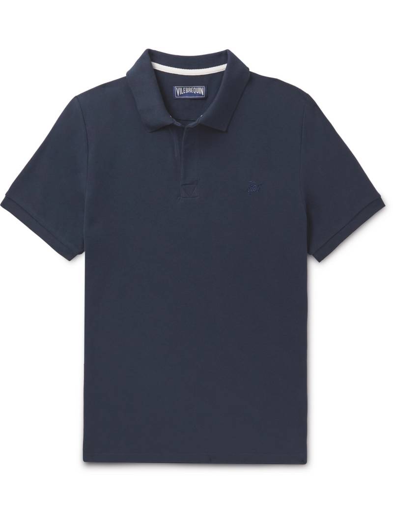 Vilebrequin - Slim-Fit Logo-Embroidered Cotton-Piqué Polo Shirt - Men - Blue - XL von Vilebrequin