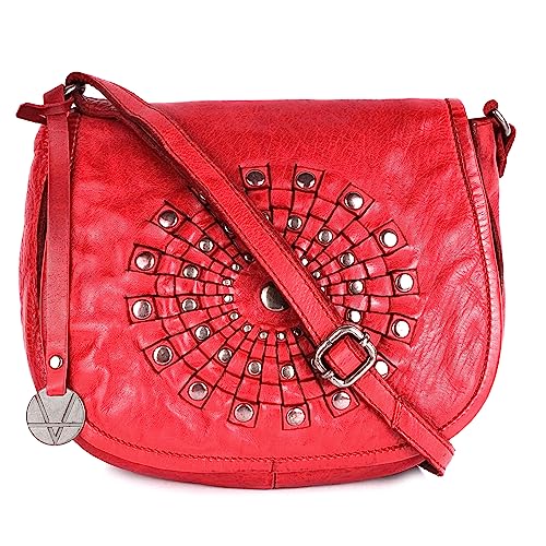 Vilenca Holland Umhängetasche aus echtem Leder für Damen, Geldbörse für Damen, trendige, lässige Bürotasche mit verstellbarem Riemen, Rot/Ausflug, einfarbig (Getaway Solids), 23 x 18 x 8 von VILENCA HOLLAND