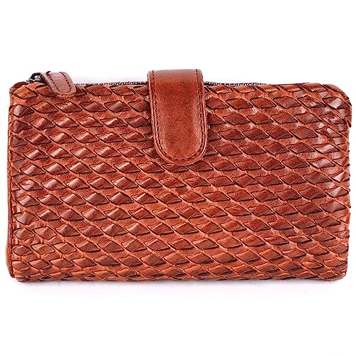 Vilenca Holland Vollkorn-Naturleder-Obergriff-Handtaschen für Frauen mit Staubbeutel, Cognac, 16.5 x 10.5 x 3 von Vilenca Holland