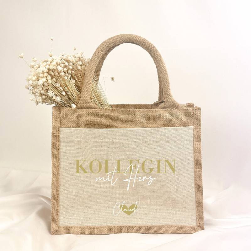 Geschenkidee Kollegin Mit Herz | Jute Baumwoll Tasche Abschied Dankeschön Jobwechsel Ruhestand Weihnachtsgeschenk Kollegen Team Chef von ViliveDE