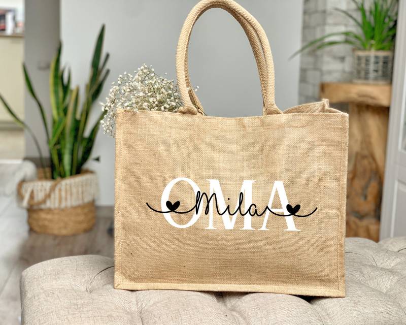 Oma Jute-Shopper Personalisiert | Geschenk Geburtstag Einkaufstasche Strandtasche Markttasche Weihnachtsageschenk Enkel Vilive von ViliveDE