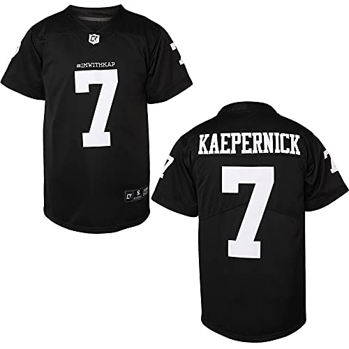 Villa #ImWithKap Colin Kaepernick Trikot 7 IM mit KAP Fußballtrikot Alle genähten Männer Schwarz Weiß Filmtrikot S-3XL, 7 Kaepernick schwarz, Klein von Villa