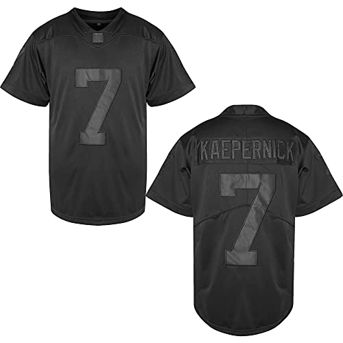 Villa #ImWithKap Colin Kaepernick Trikot 7 IM mit KAP Fußballtrikot Alle genähten Männer Schwarz Weiß Filmtrikot S-3XL, 7 Kaepernick schwarzes Wort, Groß von Villa