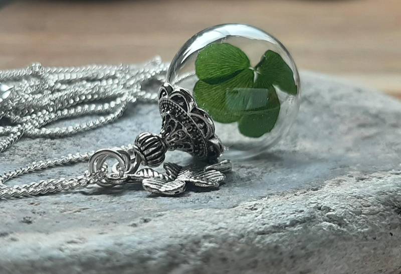 925 Sterling Silber Glückskette Glücksklee Vierblättriges Kleeblatt Damen Kette Silberkette Geschenk Silberschmuck Blütenschmuck von VillaRosaSchmuck