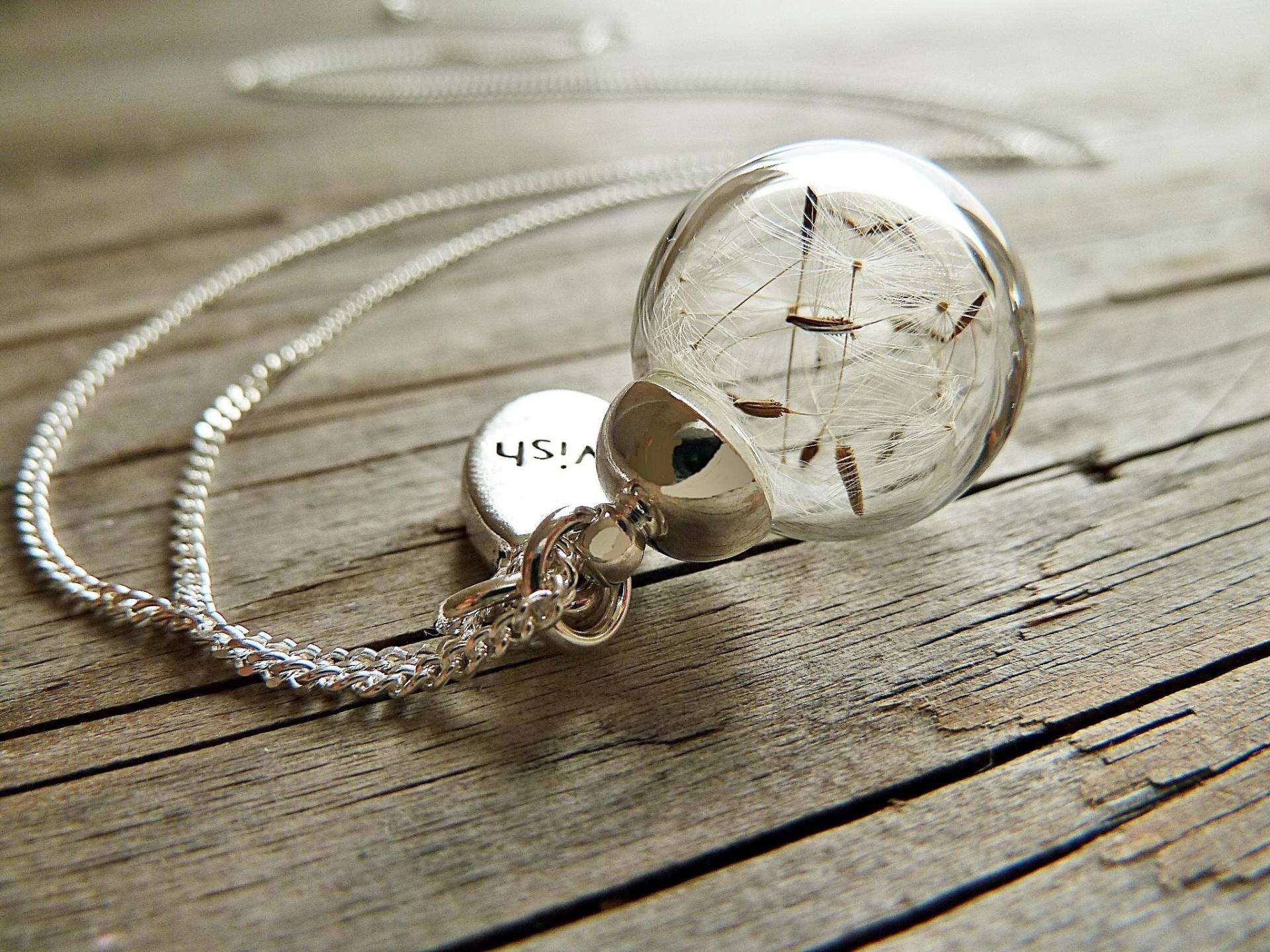 925 Sterling Silber Pusteblumenkette Mini Halskette Dandelion Necklace Silberkette Pusteblumen Wunschkette Wünsche Dir Was ...make A Wich von VillaRosaSchmuck