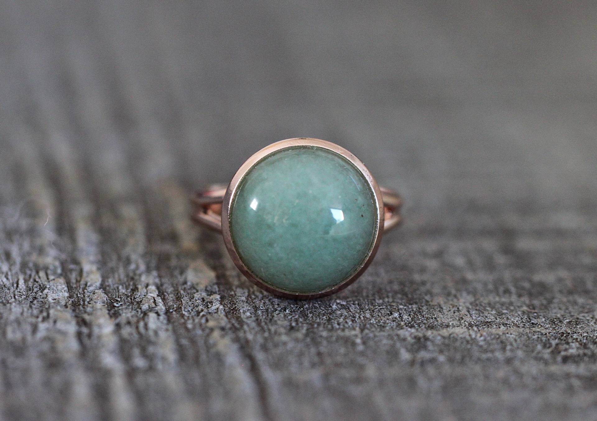 Aventurin Edelstein Fingerring Edelsteinschmuck Aventurinfingerring Ring Grün Rosegold von VillaRosaSchmuck