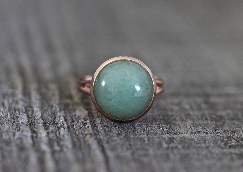 Aventurin Edelstein Fingerring Edelsteinschmuck Aventurinfingerring Ring Grün Rosegold von VillaRosaSchmuck