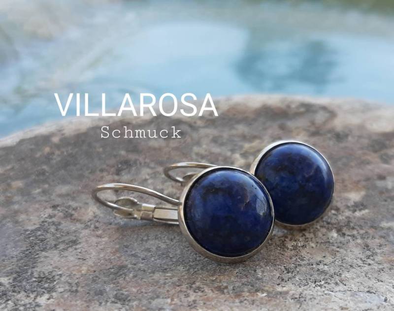 Ohrhänger Lapis Lazuli Edelstein Ohrringe Silber Damenohrringe Ohrschmuck Blau Meer Ocean Naturstein von VillaRosaSchmuck