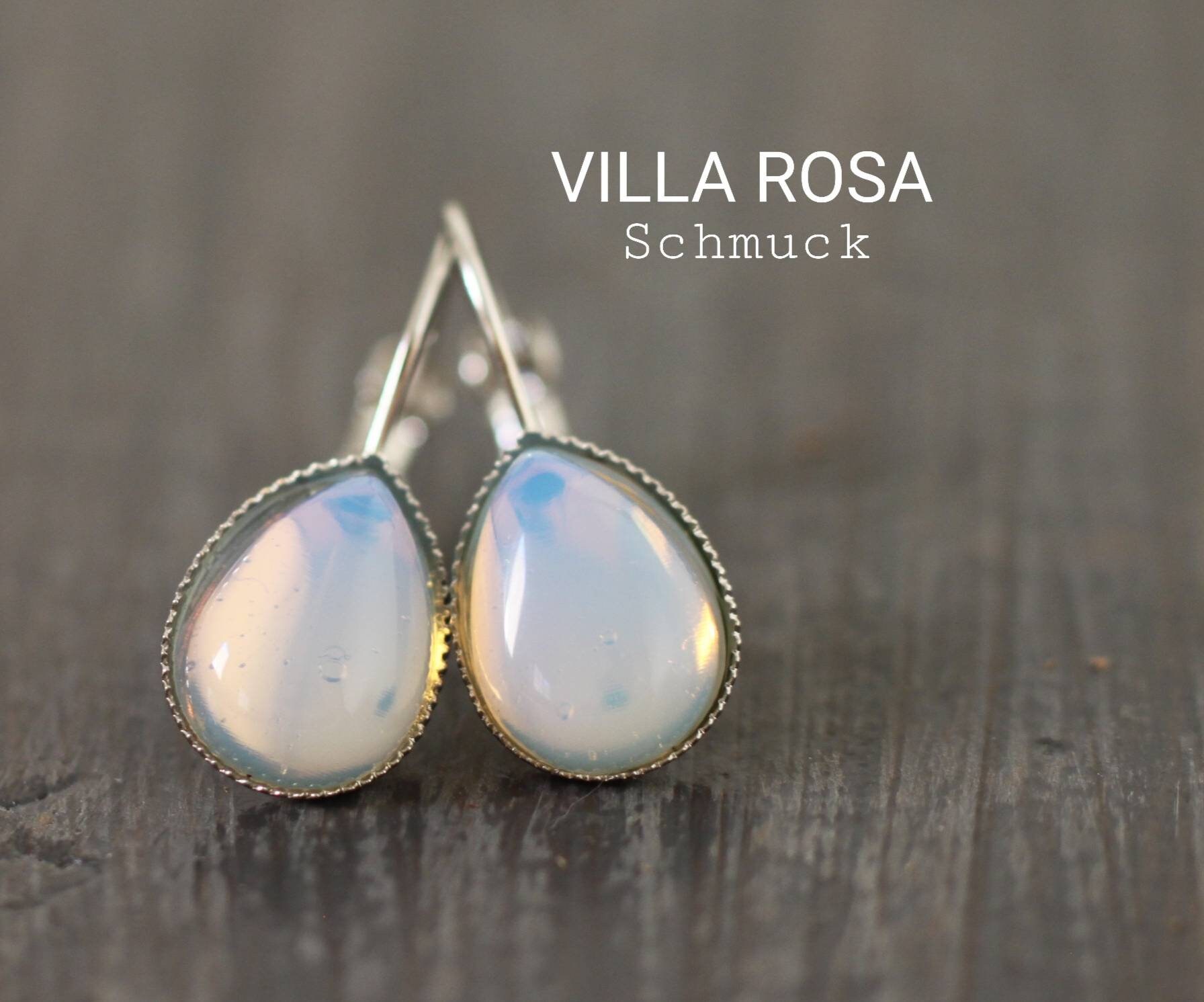 Opalit Tropfen Ohrringe Silber Edelstein Magisch Bunt Schillernd Silberschmuck Geburtstagsgeschenk Ohrhänger Edelsteinschmuck von VillaRosaSchmuck