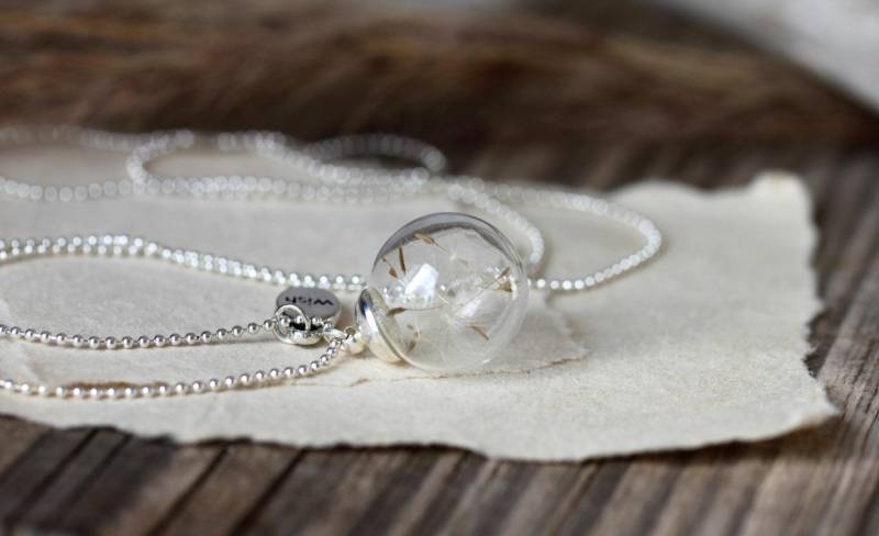 Pusteblumen Kette Mit Anhänger Silber Personalisierbar Glücksbringer Handgemachtes Geschenk Silberhalskette Für Sie Make A Wish Glück von VillaRosaSchmuck