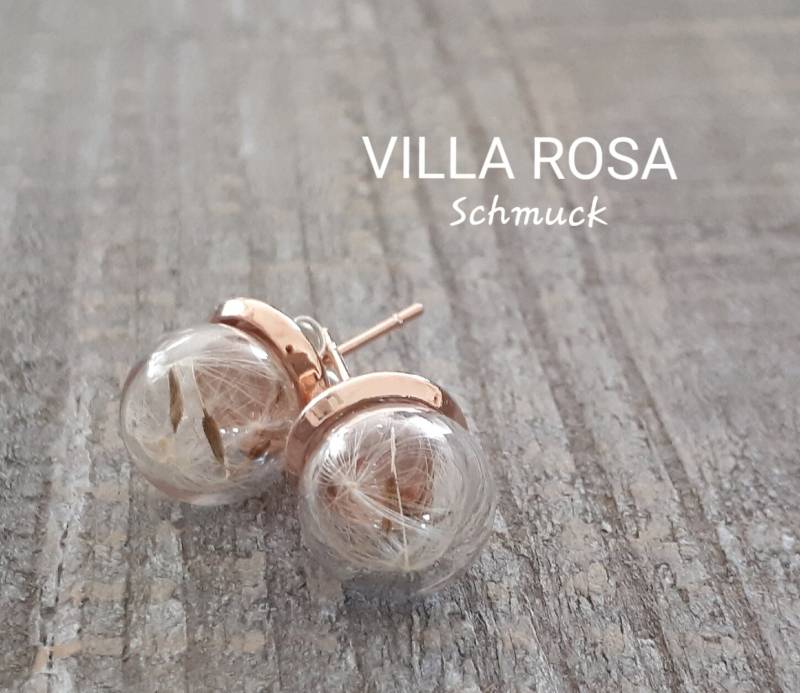Pusteblumen Ohrstecker Rosegold Dandelions Earstuds Geburtstag Earrings Rose Pusteblumenohrringe Pusteblumenschmuck Dandelion Ejewellery von VillaRosaSchmuck