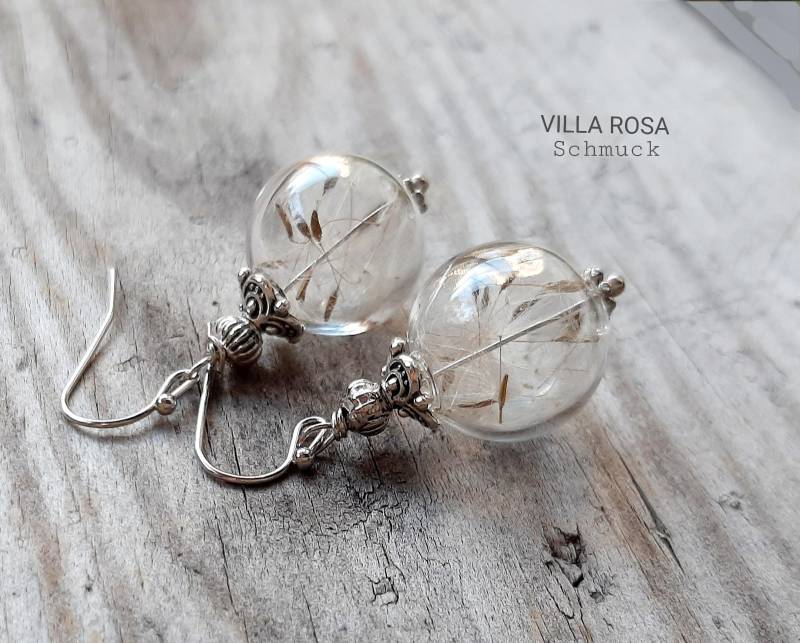 Pusteblumenohrringe Alstsilber Edelstahl Ohrhaken Nickelfrei Naturschmuck Wünsch Dir Was Glücksbringer Geschenk Damen Mama Pusteblumen von VillaRosaSchmuck