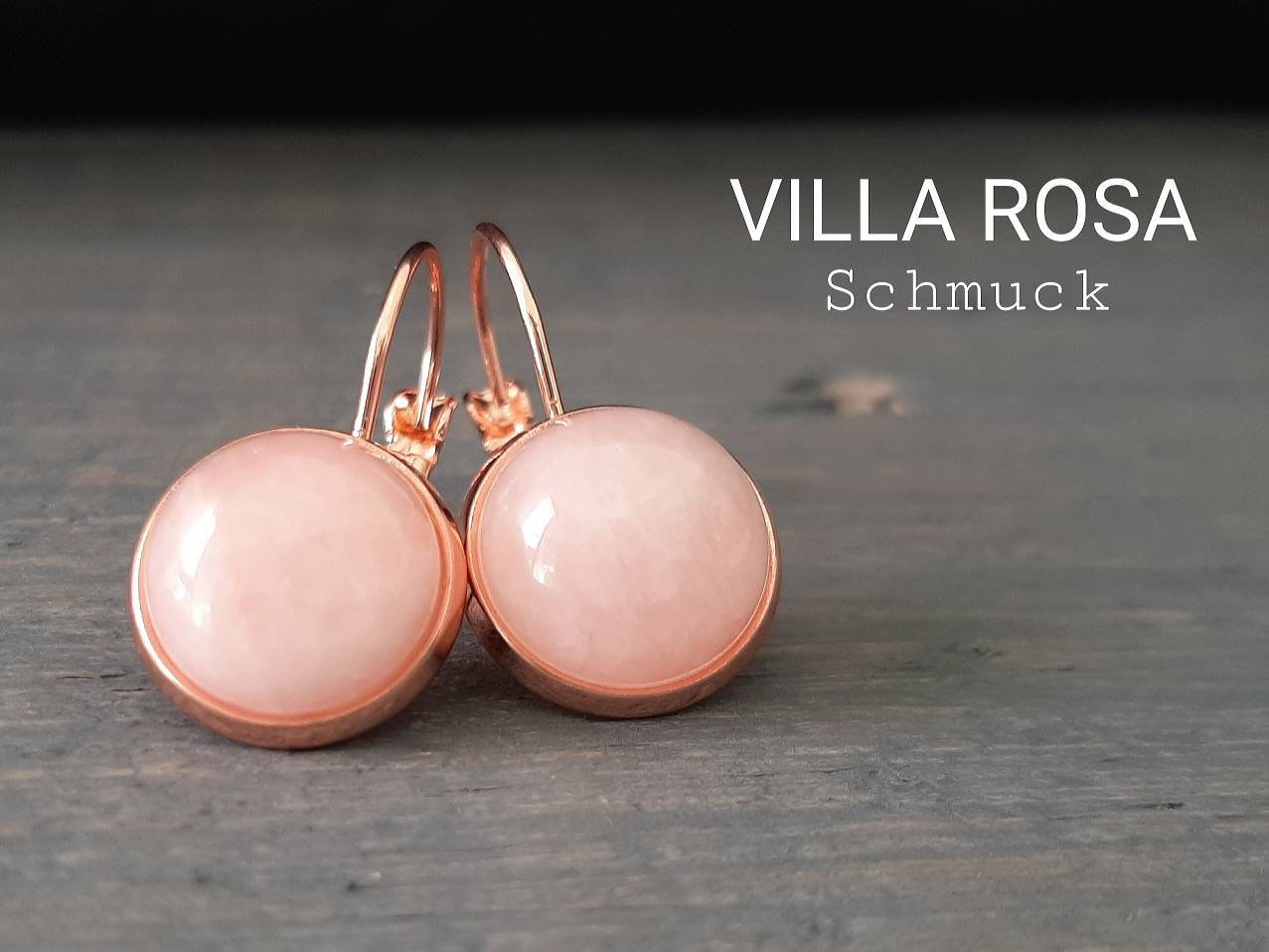 Rosenquarz Ohrringe Rosegold Rose Quartz Rosegold Earrings Gemstone Natural Jewelry Edelsteinohrringe Rosa Schmuck Hochzeit Bridal Jewelry von VillaRosaSchmuck