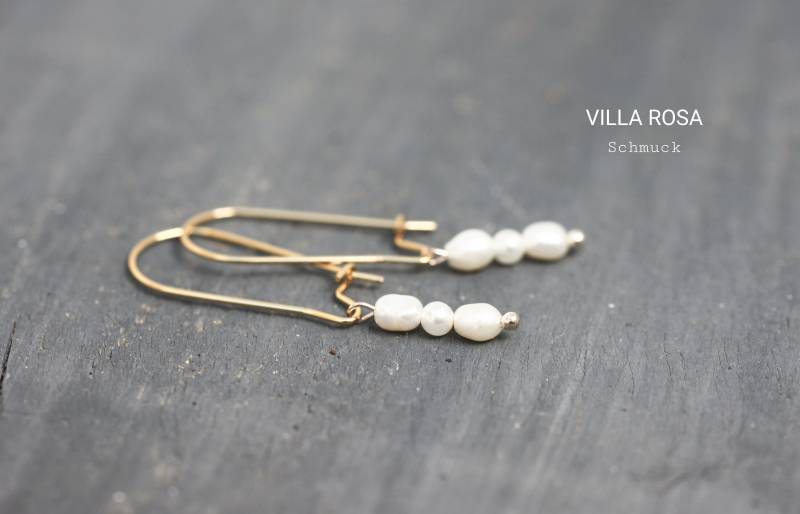 Süßwasserperlen Ohrringe Perlenohrringe Edelstahl Gold Zarte Ohrhänger Goldschmuck Hochzeitsschmuck Geschenk Ocean Jewelry von VillaRosaSchmuck