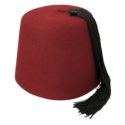 Village Hats Kastanienbrauner Fez Hut mit Schwarzer Troddel - M von Village Hats