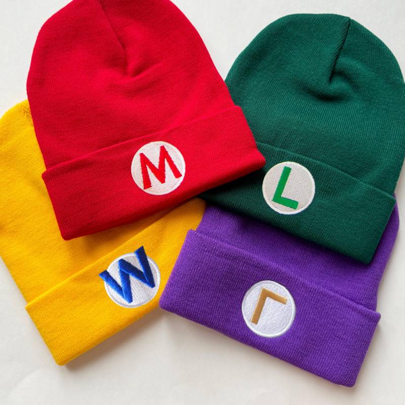 Mario Luigi Wario Waluigi Bestickte Mütze Halloween Kostüm Wintermütze von VillageMode