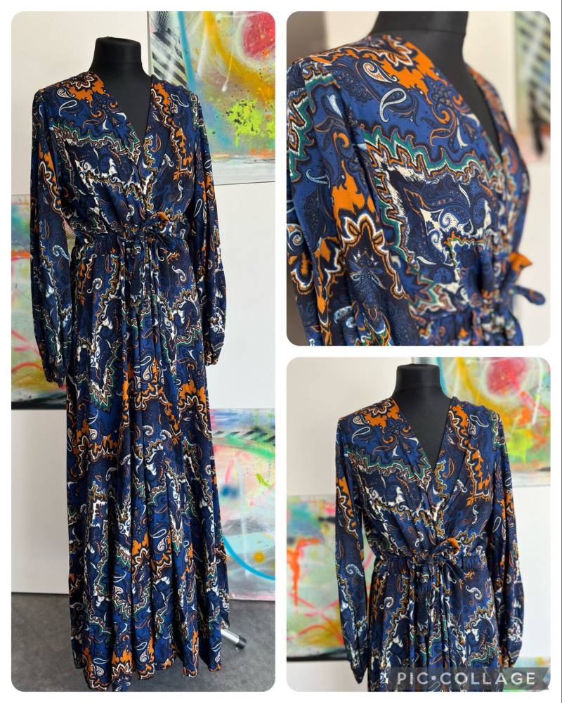 Hippie Kleid//Boho Style//Gemustert//Blau//Braun// von Villakunterbunt12